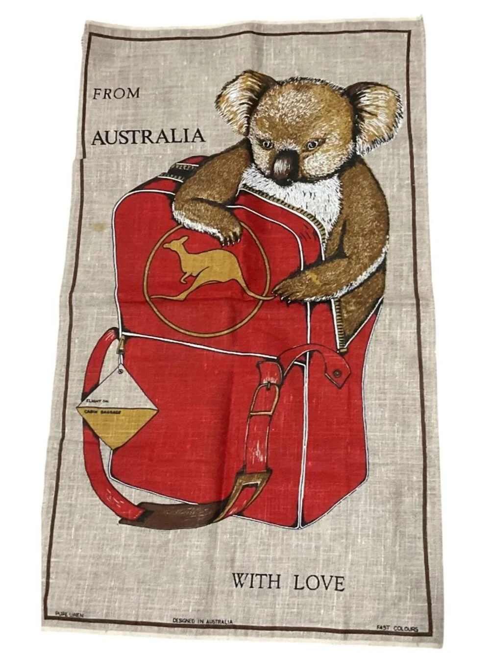 Australian Linen Tea Towels Set Of 3 Featuring Koala Recipes Ocker Alphabet